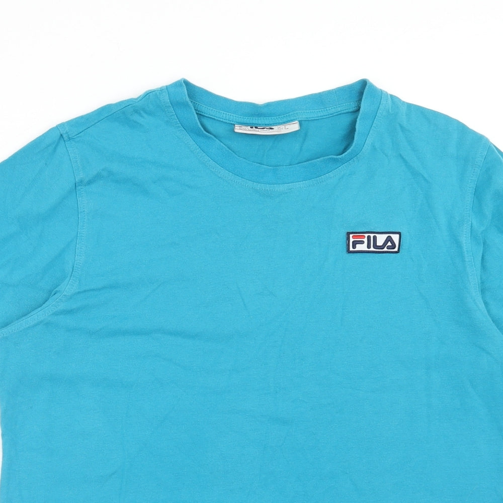 FILA Mens Blue Cotton T-Shirt Size S Round Neck