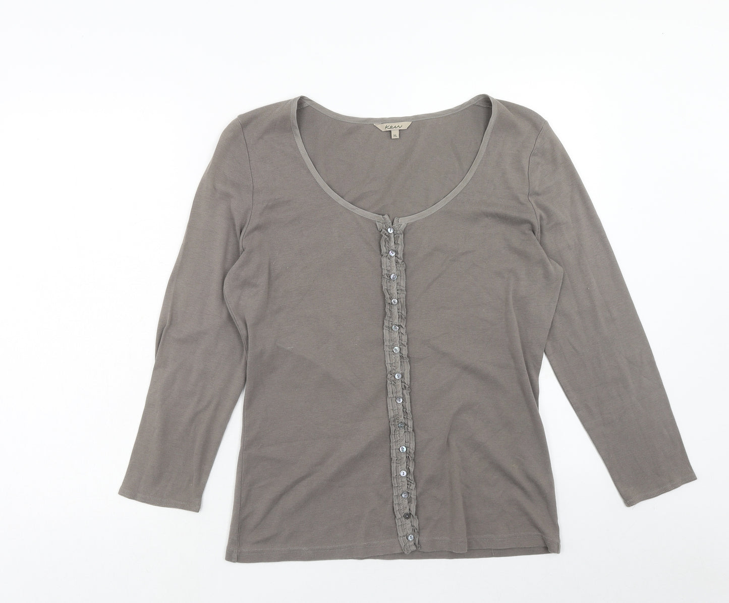 Kew Womens Brown Cotton Basic T-Shirt Size XL Scoop Neck