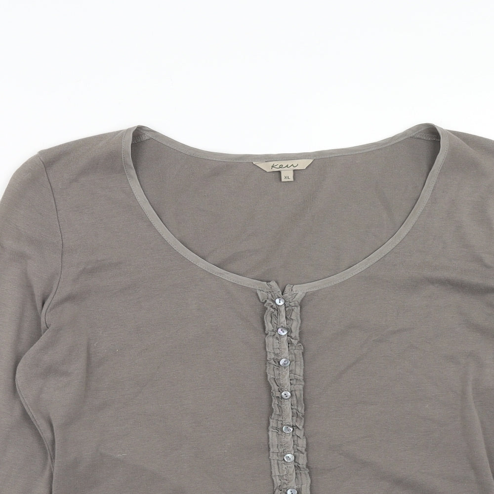 Kew Womens Brown Cotton Basic T-Shirt Size XL Scoop Neck