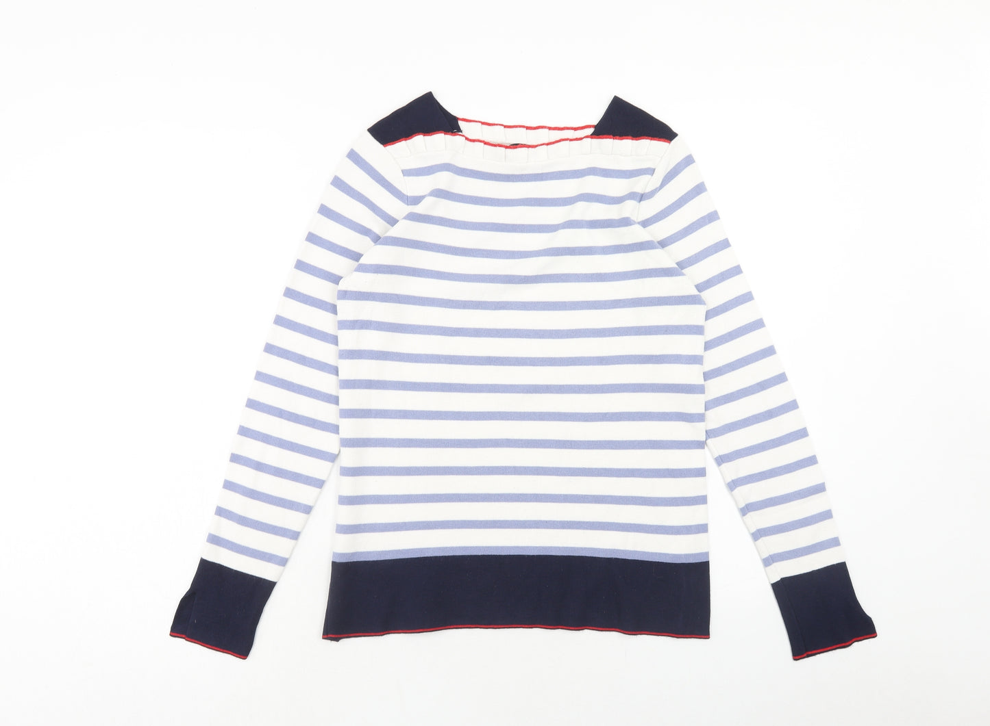 Principles Womens Blue Square Neck Striped Viscose Pullover Jumper Size 14