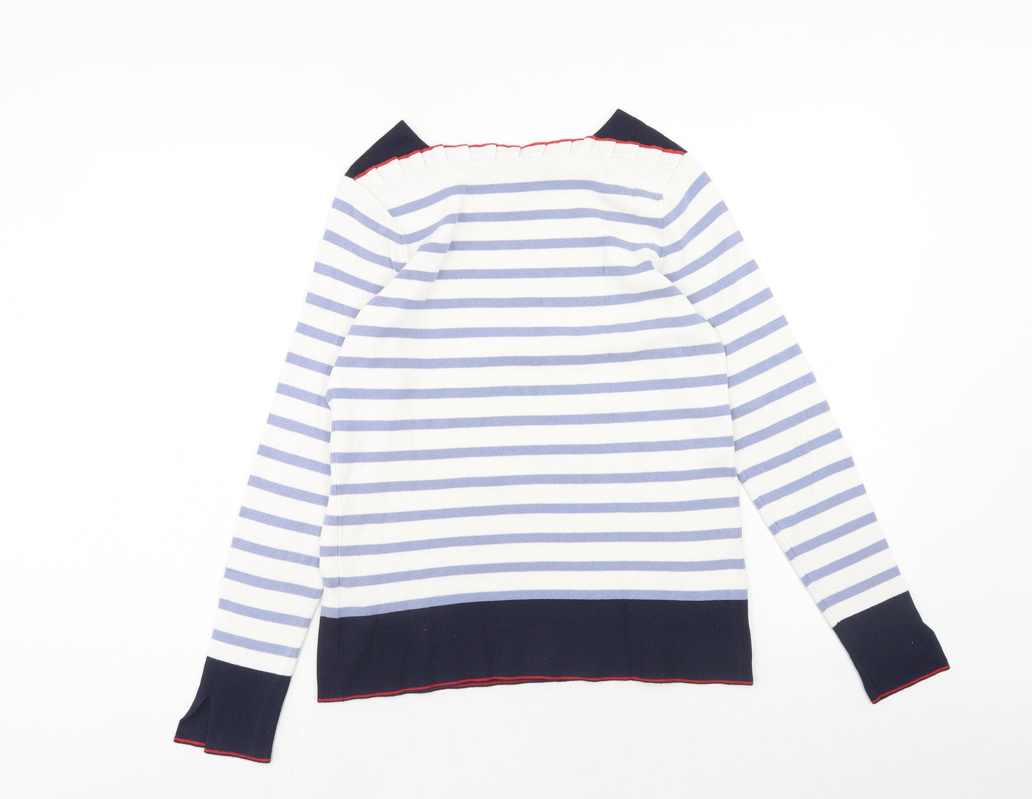 Principles Womens Blue Square Neck Striped Viscose Pullover Jumper Size 14