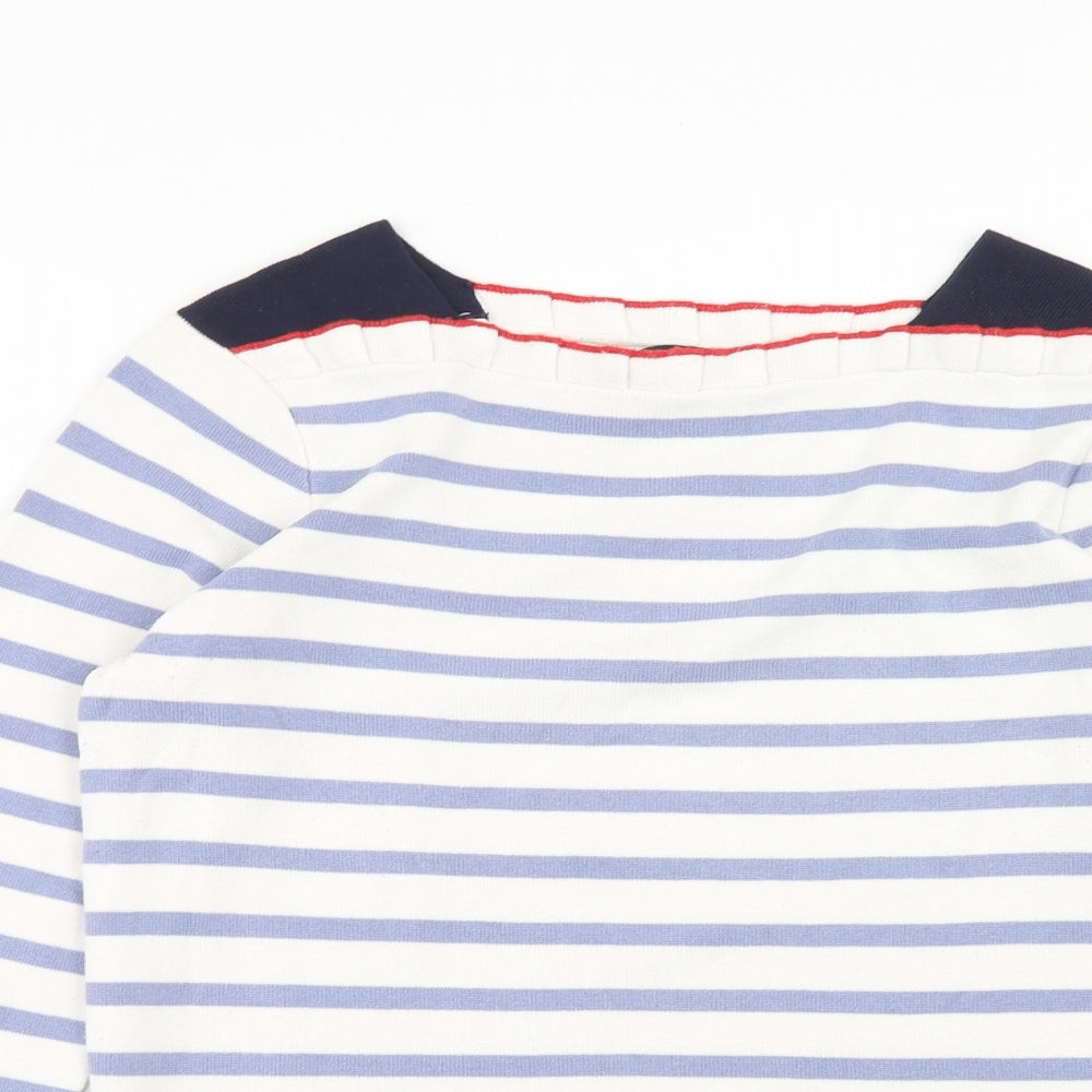 Principles Womens Blue Square Neck Striped Viscose Pullover Jumper Size 14