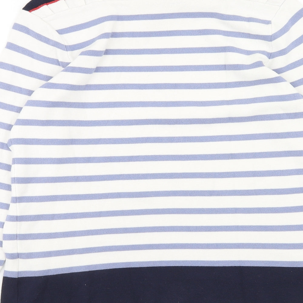 Principles Womens Blue Square Neck Striped Viscose Pullover Jumper Size 14