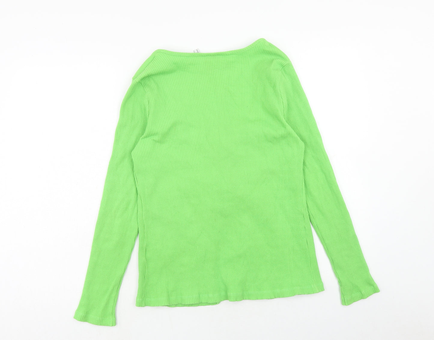 ASOS Womens Green Scoop Neck Cotton Cardigan Jumper Size 20 - Ribbed Tie Front