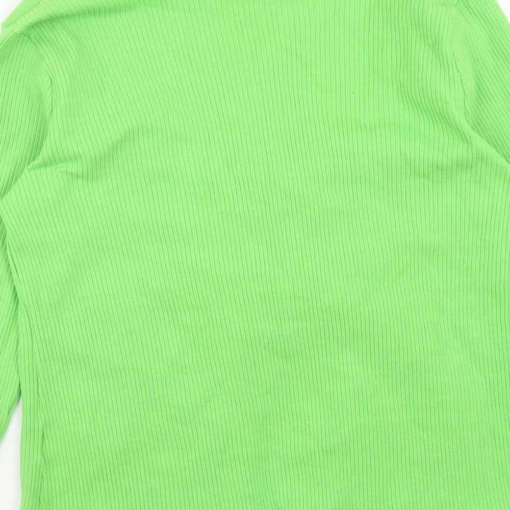 ASOS Womens Green Scoop Neck Cotton Cardigan Jumper Size 20 - Ribbed Tie Front
