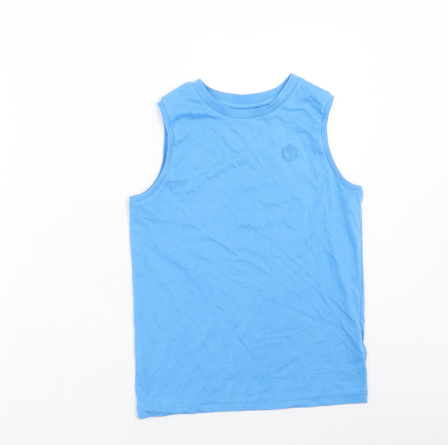 F&F Boys Blue Cotton Basic Tank Size 10-11 Years Round Neck Pullover
