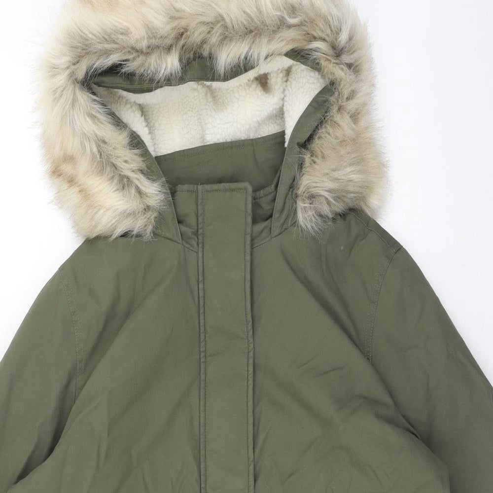 Marks and Spencer Womens Green Parka Jacket Size 16 Zip