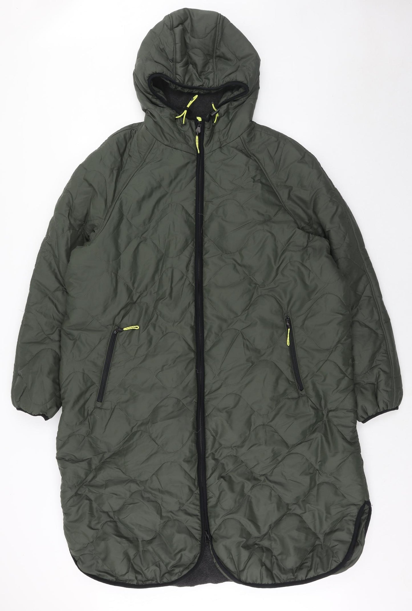 Marks and Spencer Womens Green Quilted Coat Size 18 Zip