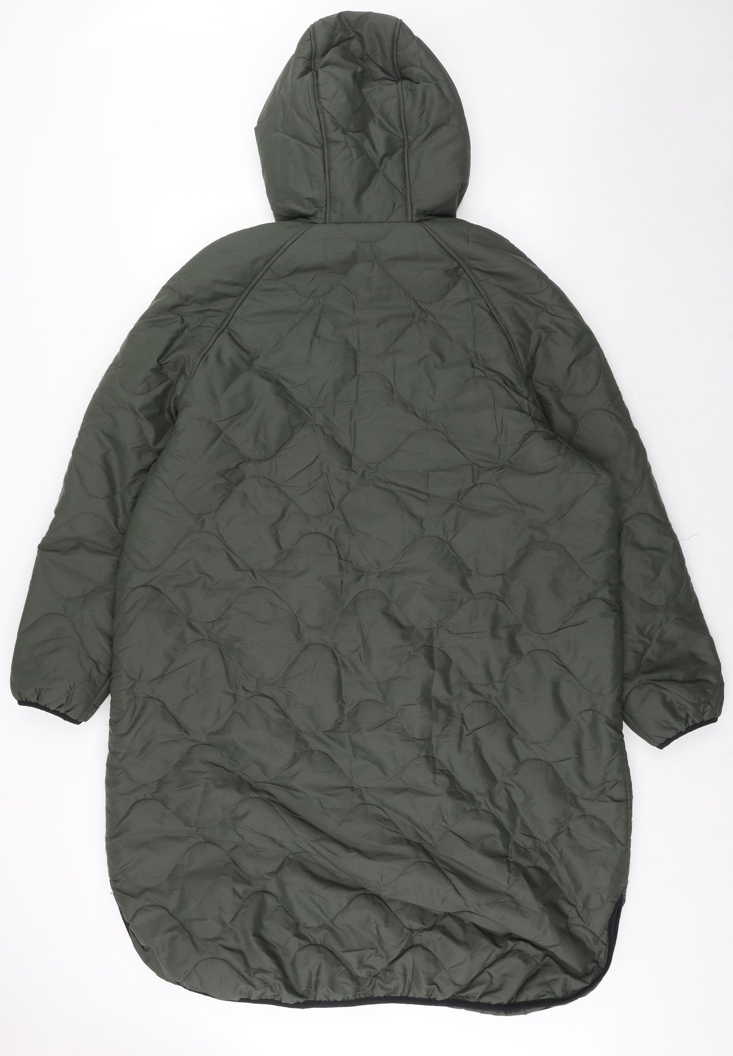 Marks and Spencer Womens Green Quilted Coat Size 18 Zip