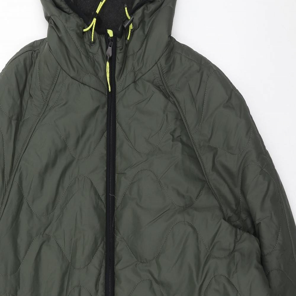 Marks and Spencer Womens Green Quilted Coat Size 18 Zip