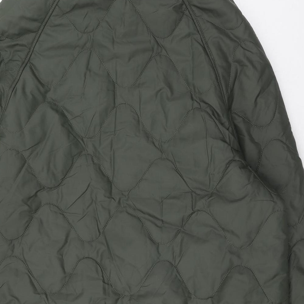 Marks and Spencer Womens Green Quilted Coat Size 18 Zip