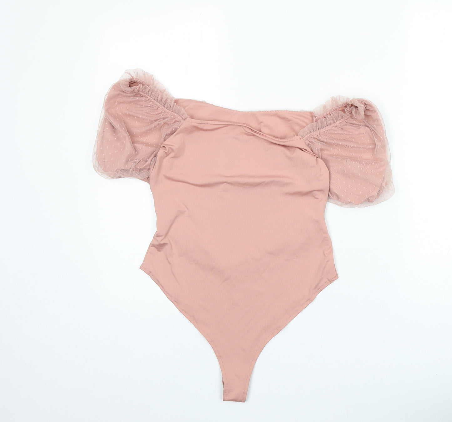 Preworn Womens Pink Polka Dot Polyester Bodysuit One-Piece Size S Snap