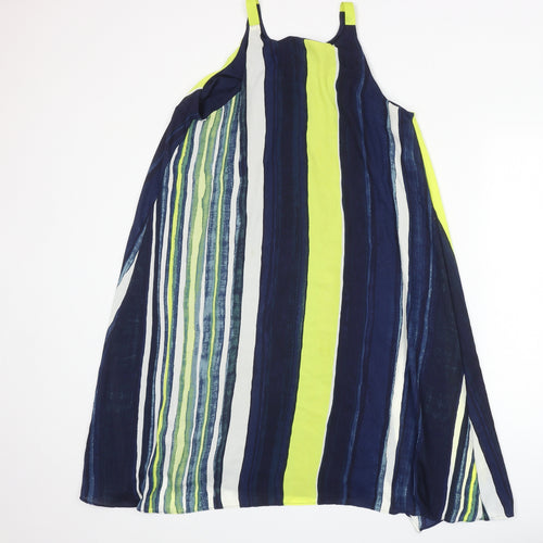 Preworn Womens Blue Striped Polyester Trapeze & Swing Size 12 Round Neck Pullover