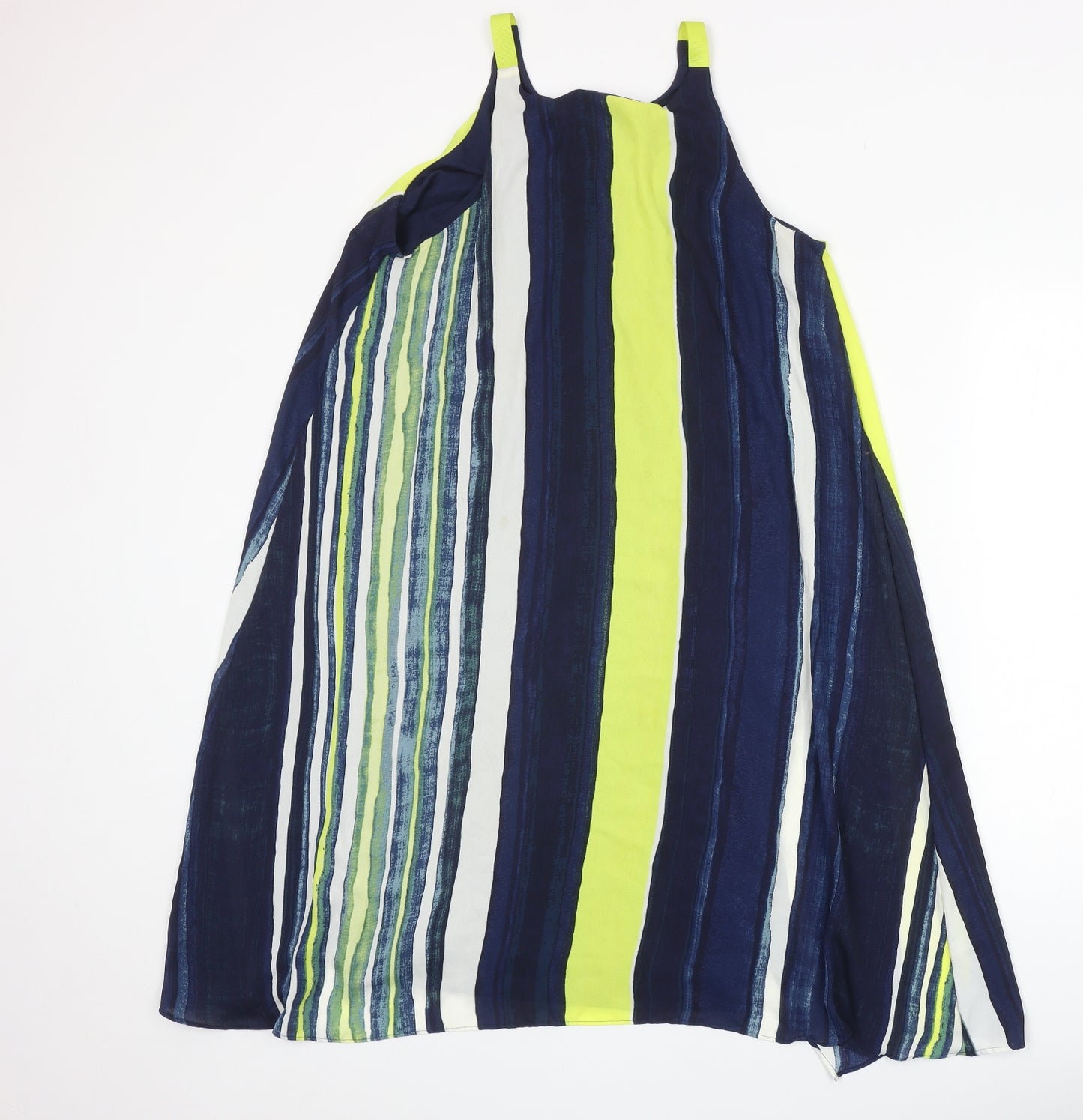 Preworn Womens Blue Striped Polyester Trapeze & Swing Size 12 Round Neck Pullover