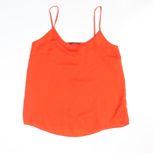 Marks and Spencer Womens Orange Polyester Basic Tank Size 10 Round Neck