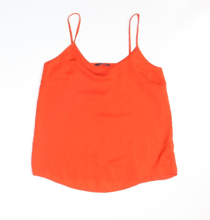 Marks and Spencer Womens Orange Polyester Basic Tank Size 10 Round Neck