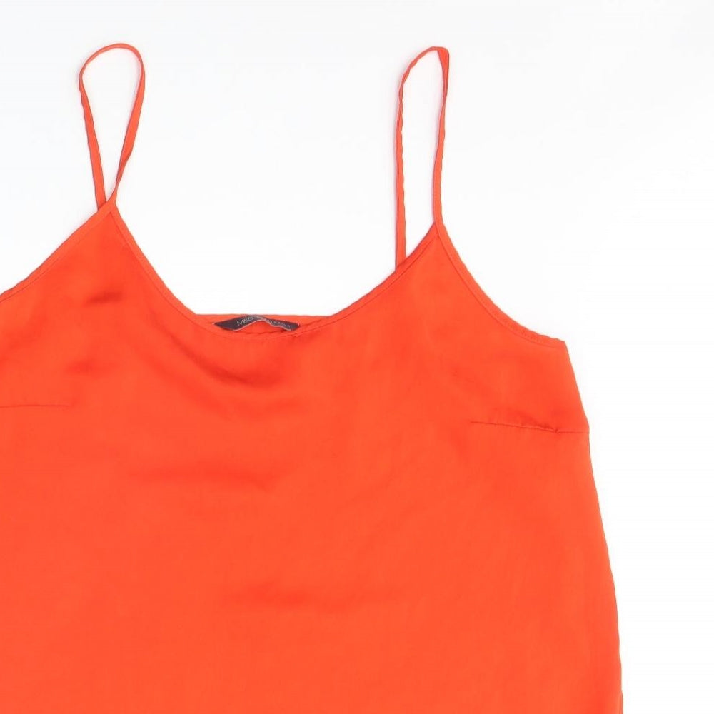 Marks and Spencer Womens Orange Polyester Basic Tank Size 10 Round Neck