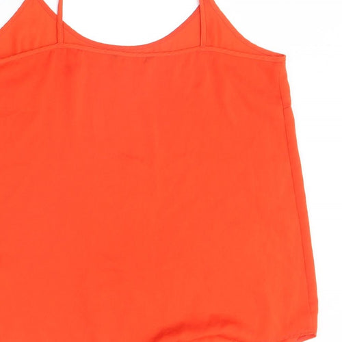 Marks and Spencer Womens Orange Polyester Basic Tank Size 10 Round Neck