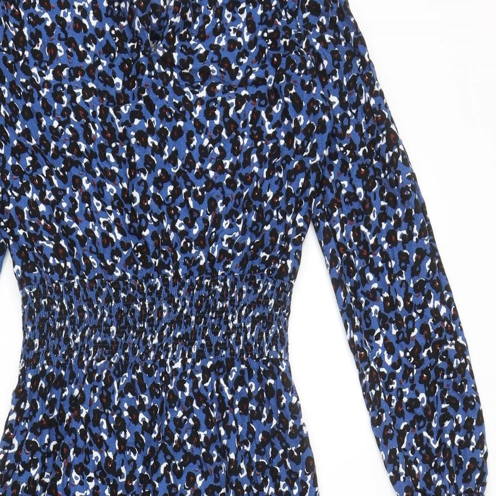 NEXT Womens Blue Geometric Polyester Fit & Flare Size 10 Round Neck Pullover