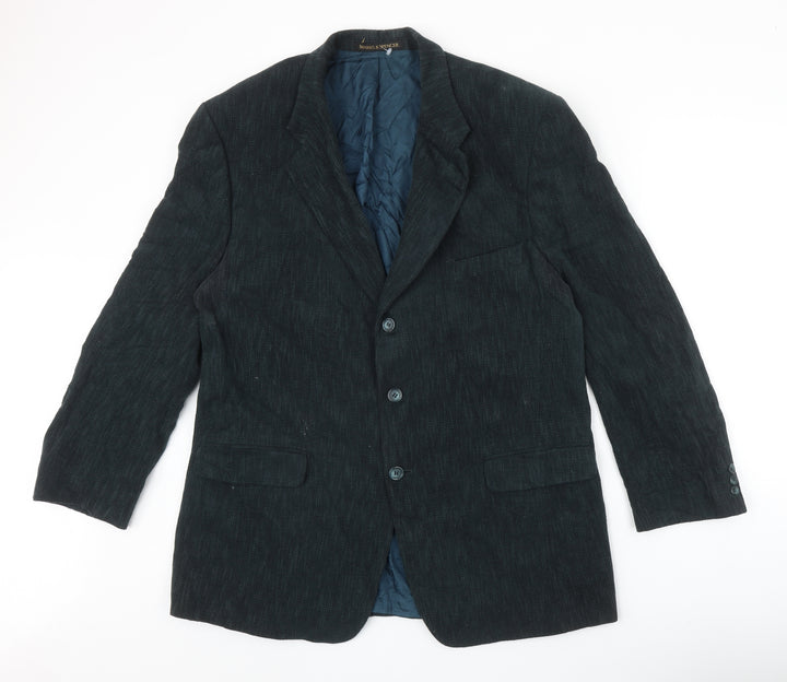Marks and Spencer Mens Green Viscose Jacket Blazer Size M Regular