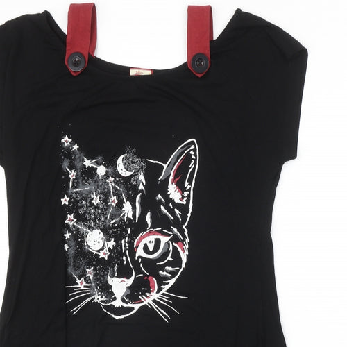 Joe Browns Womens Black Viscose Basic T-Shirt Size 18 Round Neck - Cat