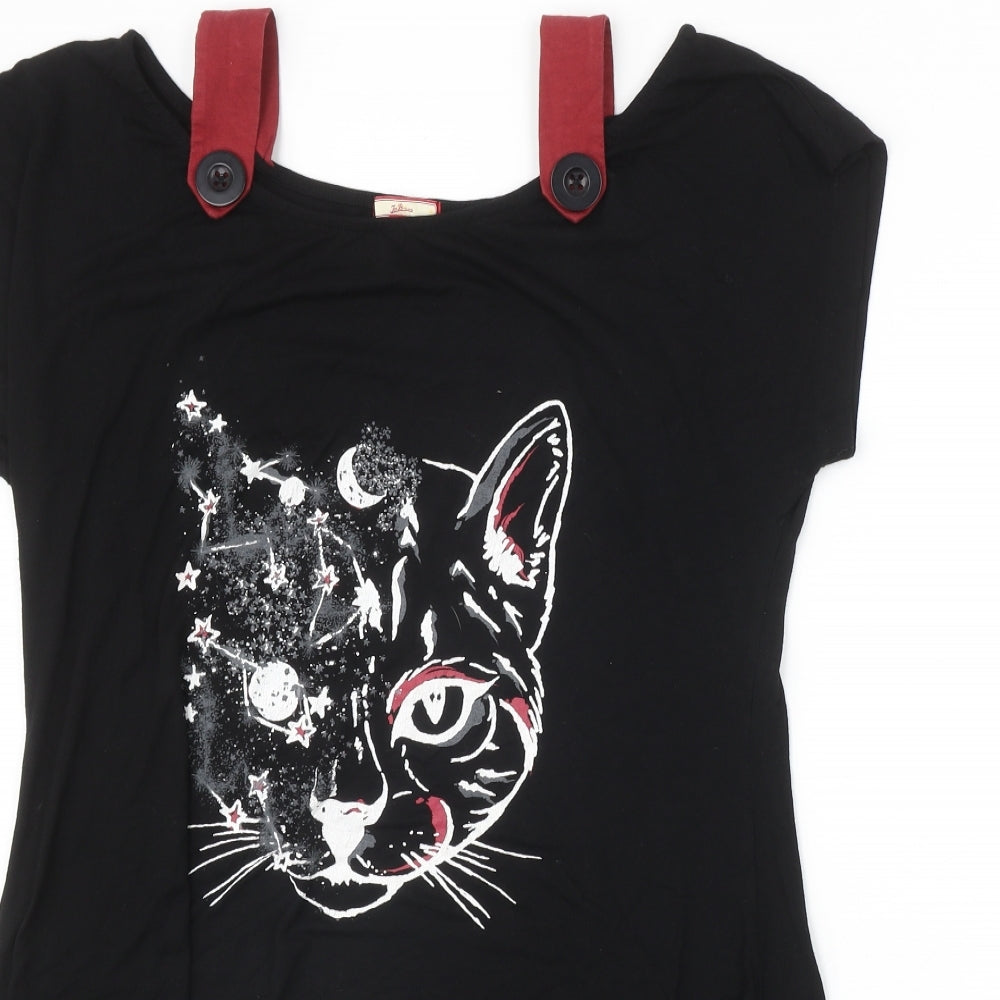 Joe Browns Womens Black Viscose Basic T-Shirt Size 18 Round Neck - Cat