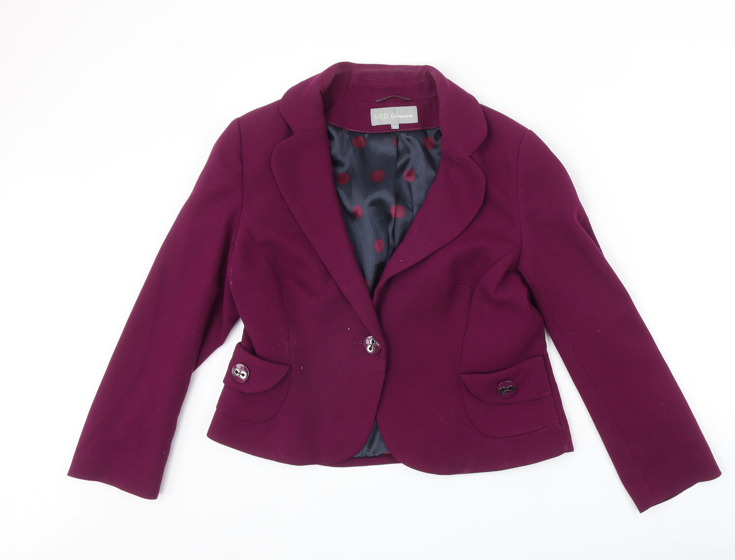 Marks and Spencer Womens Purple Polyester Jacket Blazer Size 14