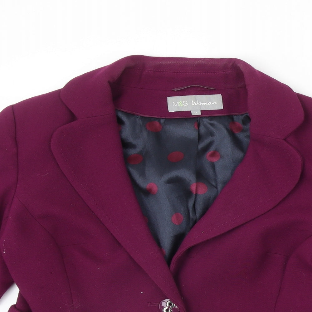 Marks and Spencer Womens Purple Polyester Jacket Blazer Size 14