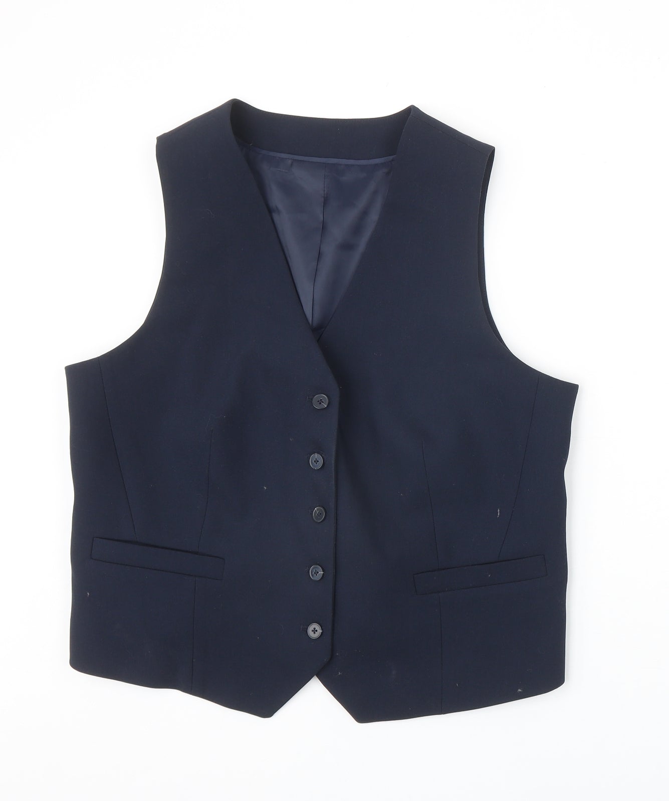 Marks and Spencer Womens Blue Polyester Jacket Suit Waistcoat Size 16