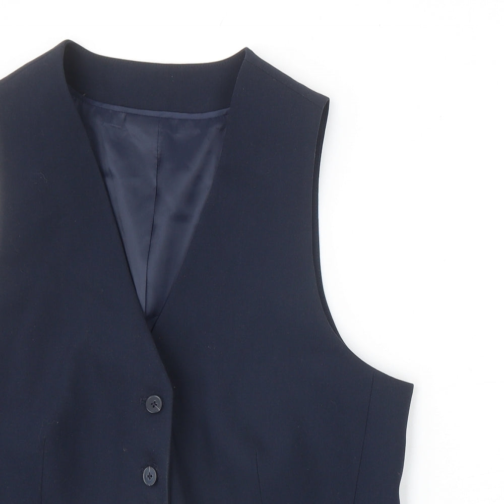 Marks and Spencer Womens Blue Polyester Jacket Suit Waistcoat Size 16