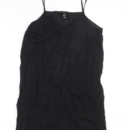 New Look Womens Black Viscose Tank Dress Size 10 V-Neck Pullover