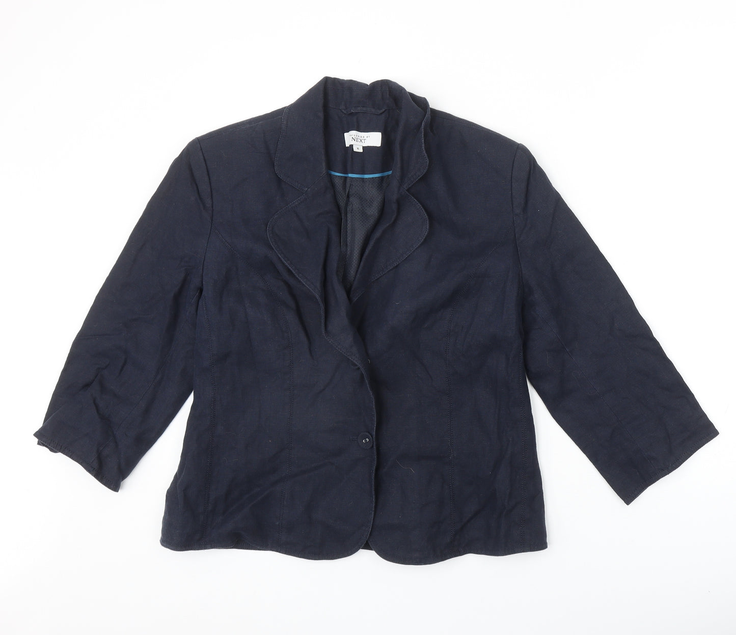 NEXT Womens Blue Linen Jacket Blazer Size 16