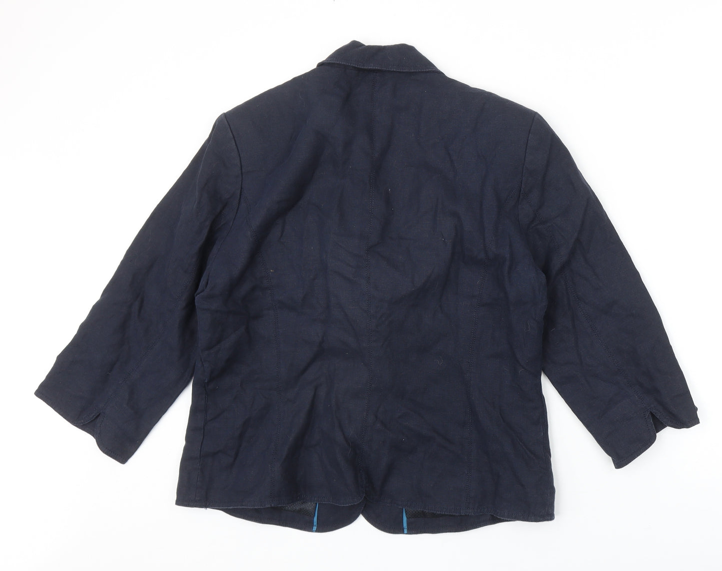 NEXT Womens Blue Linen Jacket Blazer Size 16