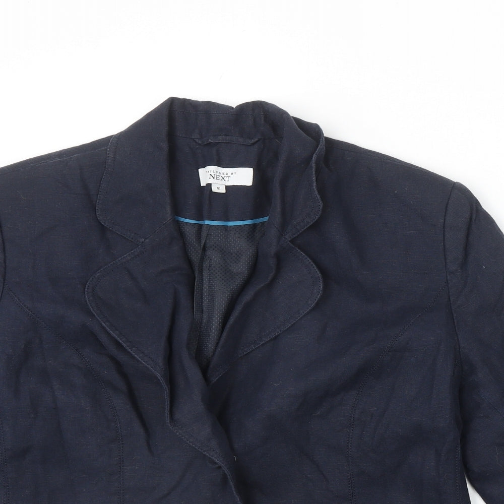 NEXT Womens Blue Linen Jacket Blazer Size 16