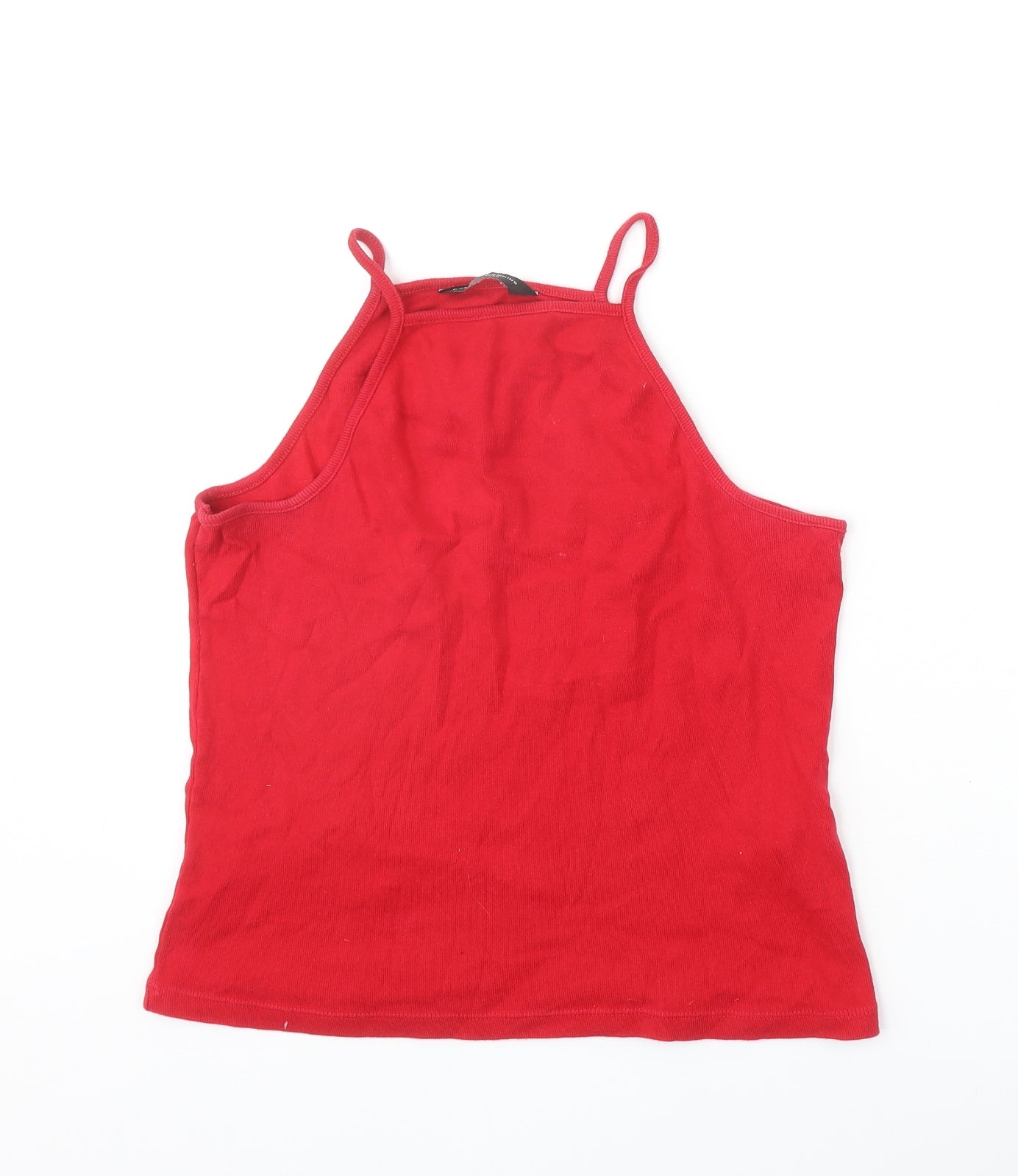 Dorothy Perkins Womens Red 100% Cotton Basic Tank Size 14 Square Neck