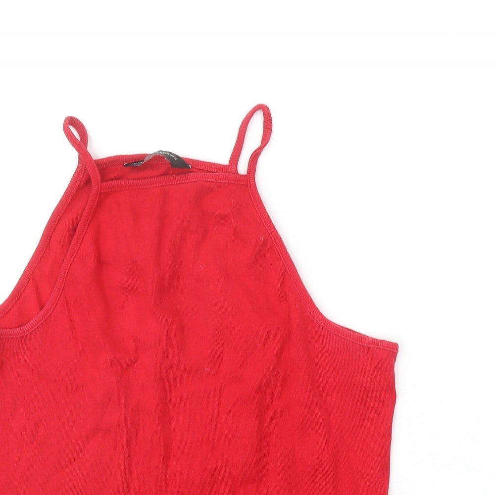 Dorothy Perkins Womens Red 100% Cotton Basic Tank Size 14 Square Neck
