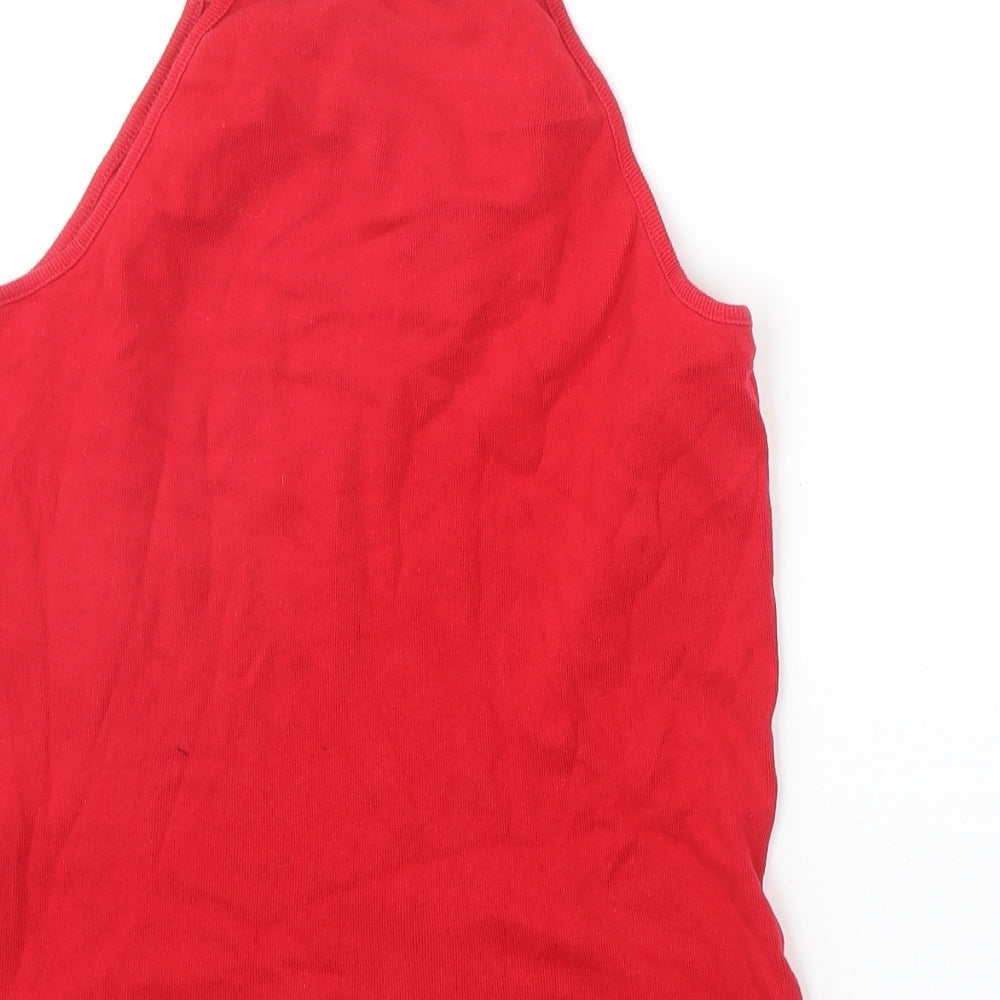 Dorothy Perkins Womens Red 100% Cotton Basic Tank Size 14 Square Neck