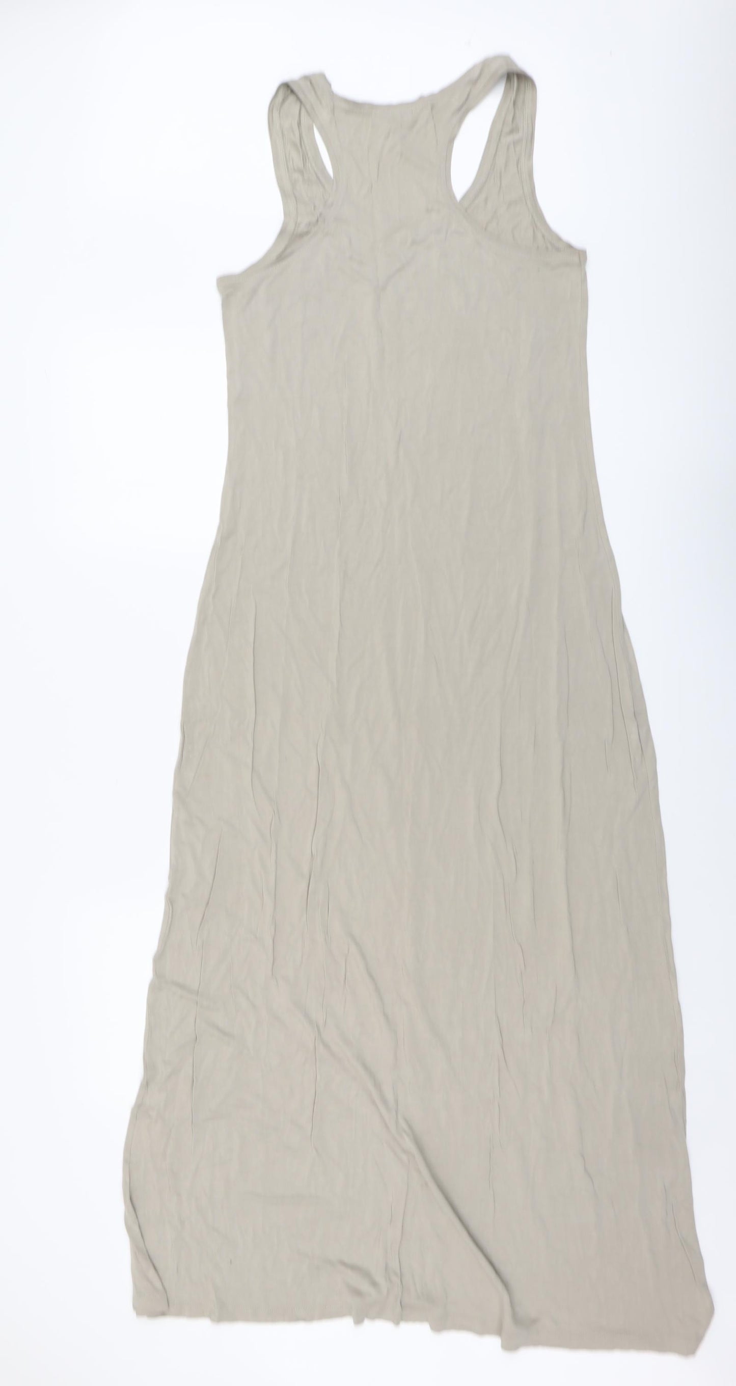 Lipsy Womens Beige Viscose Maxi Size 14 Scoop Neck Pullover - Graphic print