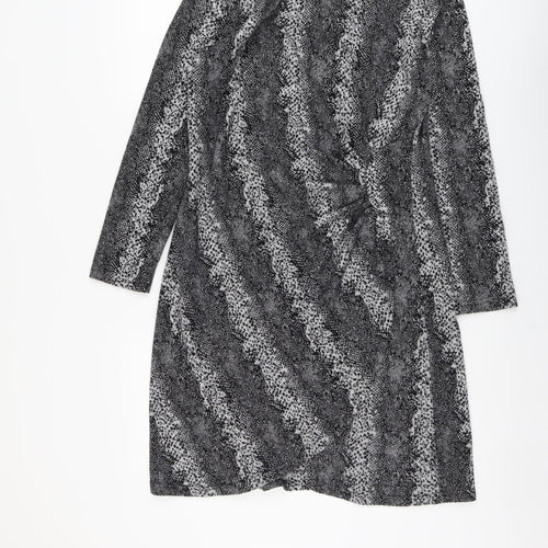 Sugar Crisp Womens Grey Geometric Polyester A-Line Size M Round Neck Pullover