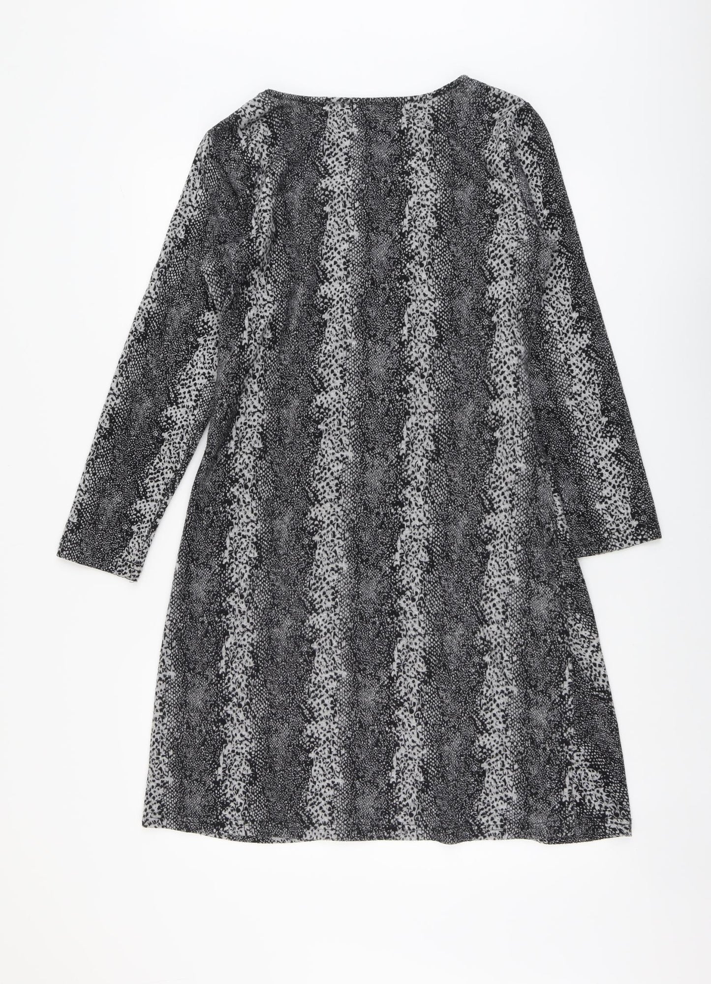 Sugar Crisp Womens Grey Geometric Polyester A-Line Size M Round Neck Pullover