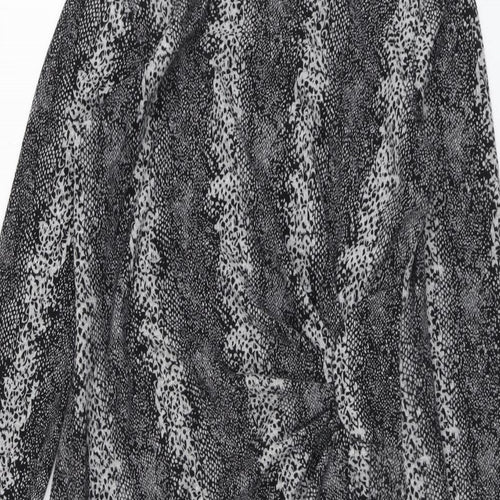 Sugar Crisp Womens Grey Geometric Polyester A-Line Size M Round Neck Pullover