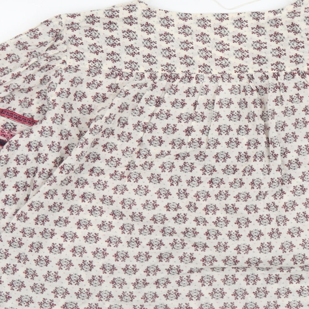 Per Una Womens Multicoloured Floral Cotton Basic Blouse Size L V-Neck