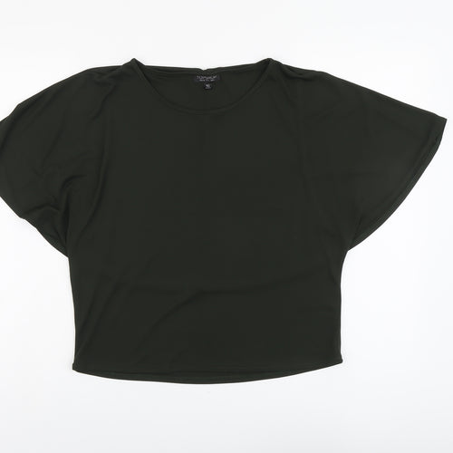 Topshop Womens Green Polyester Basic Blouse Size 6 Round Neck