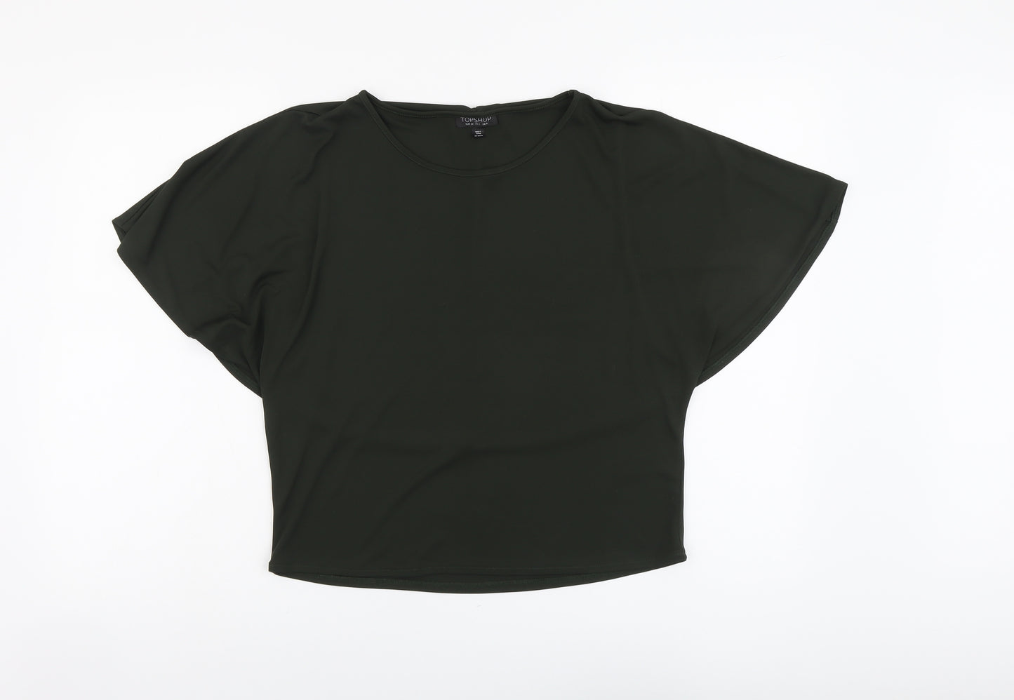 Topshop Womens Green Polyester Basic Blouse Size 6 Round Neck
