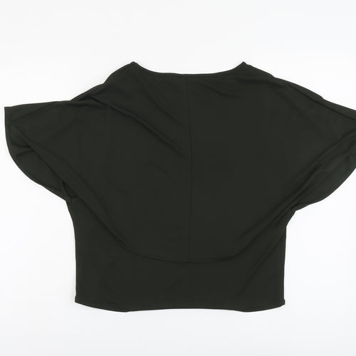 Topshop Womens Green Polyester Basic Blouse Size 6 Round Neck