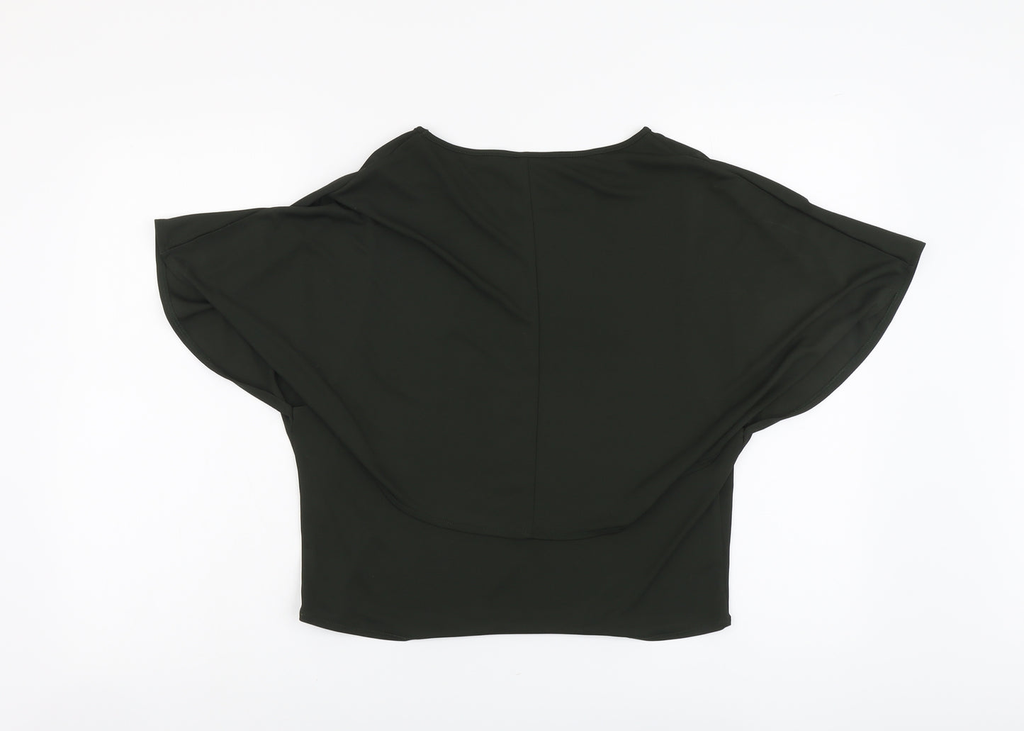 Topshop Womens Green Polyester Basic Blouse Size 6 Round Neck