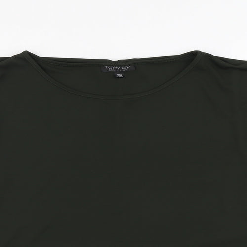 Topshop Womens Green Polyester Basic Blouse Size 6 Round Neck