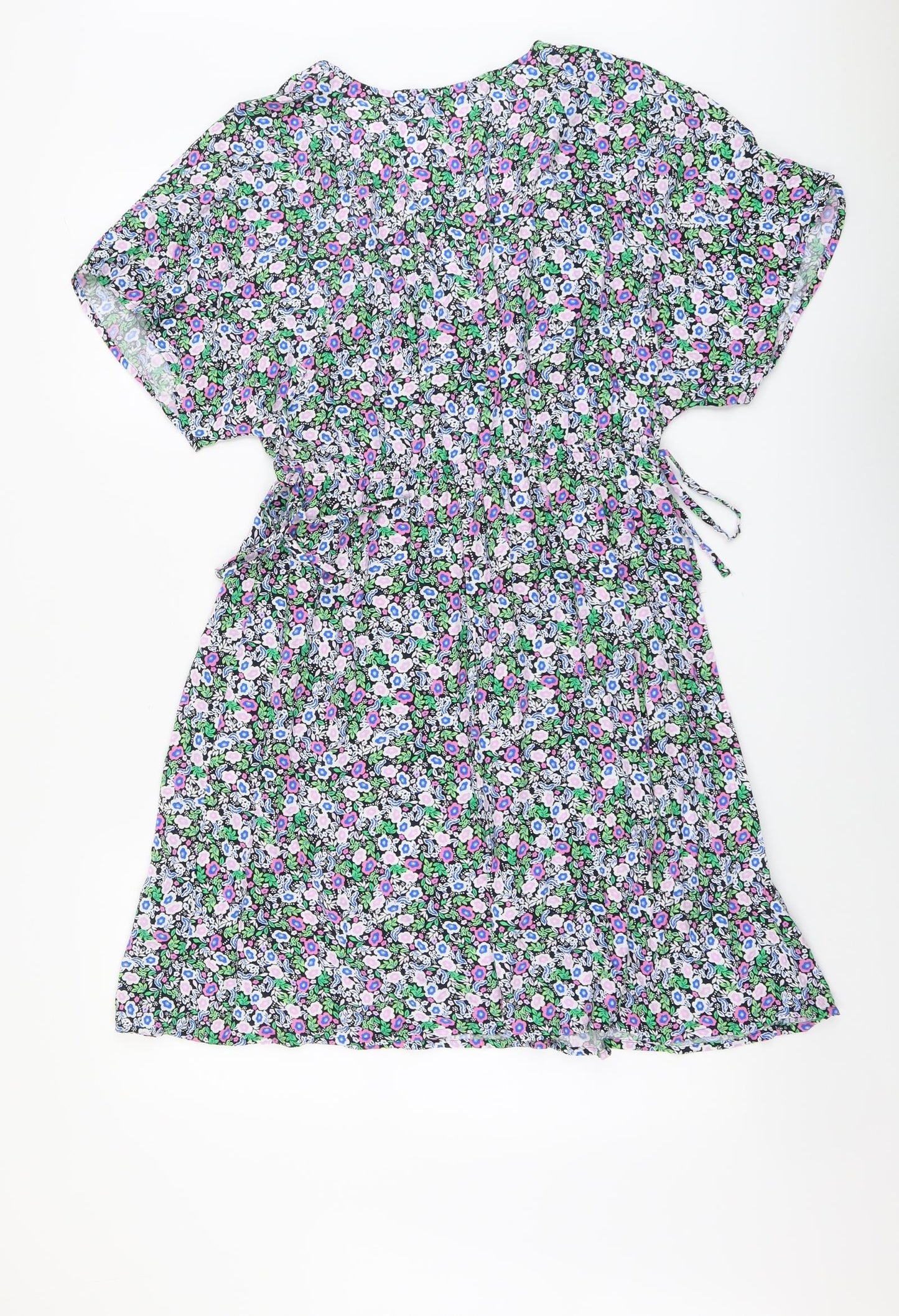 Marks and Spencer Womens Multicoloured Floral Viscose A-Line Size 10 V-Neck Pullover