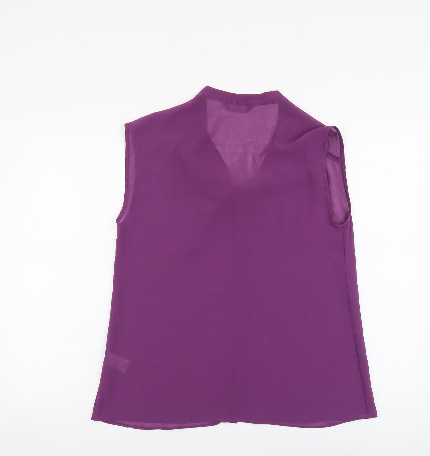 F&F Womens Purple Polyester Basic Tank Size 10 V-Neck - Tie Neck Detail