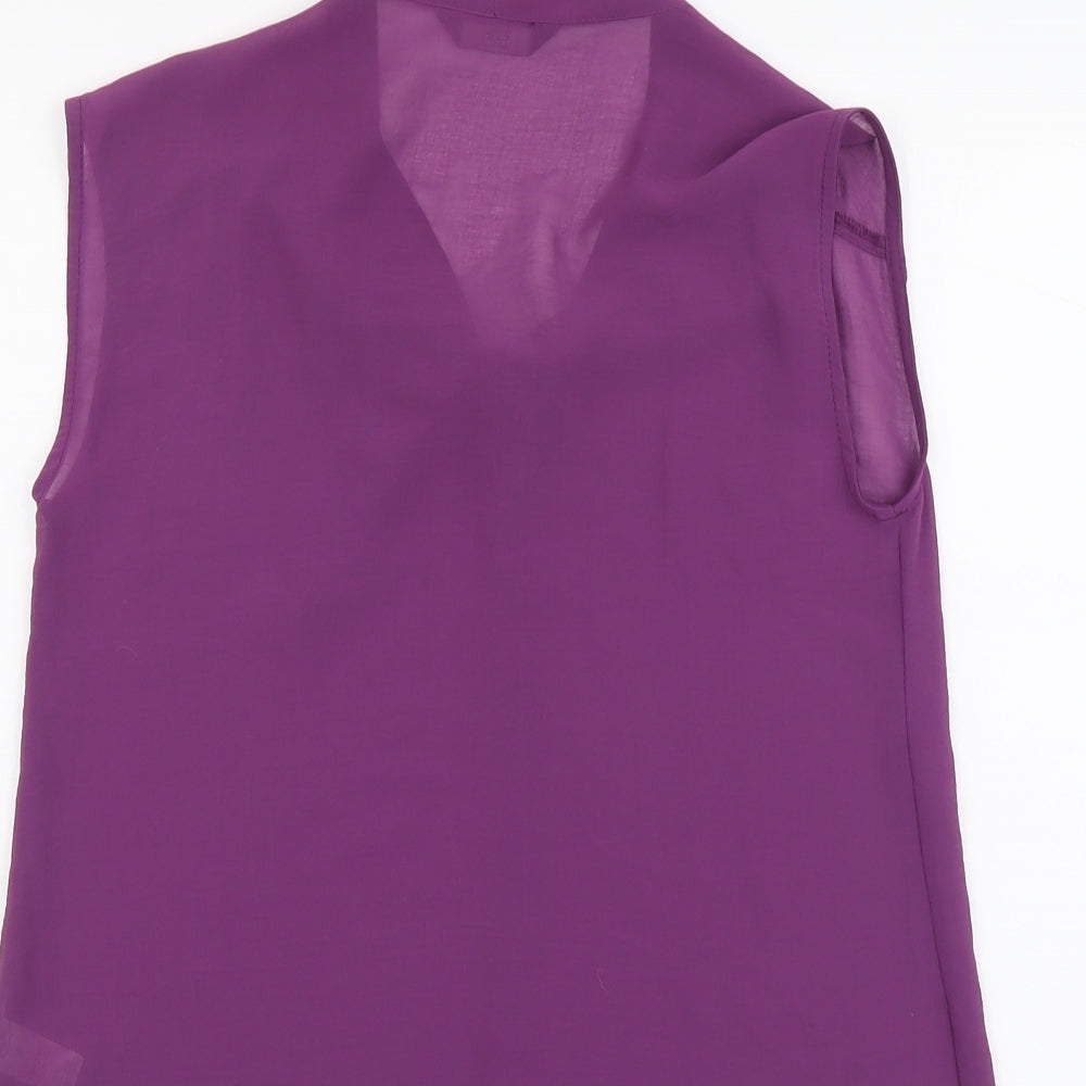 F&F Womens Purple Polyester Basic Tank Size 10 V-Neck - Tie Neck Detail